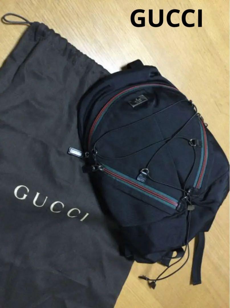 GUCCI グッチ ウェビングライン バックパック　黒　未使用　新品同様