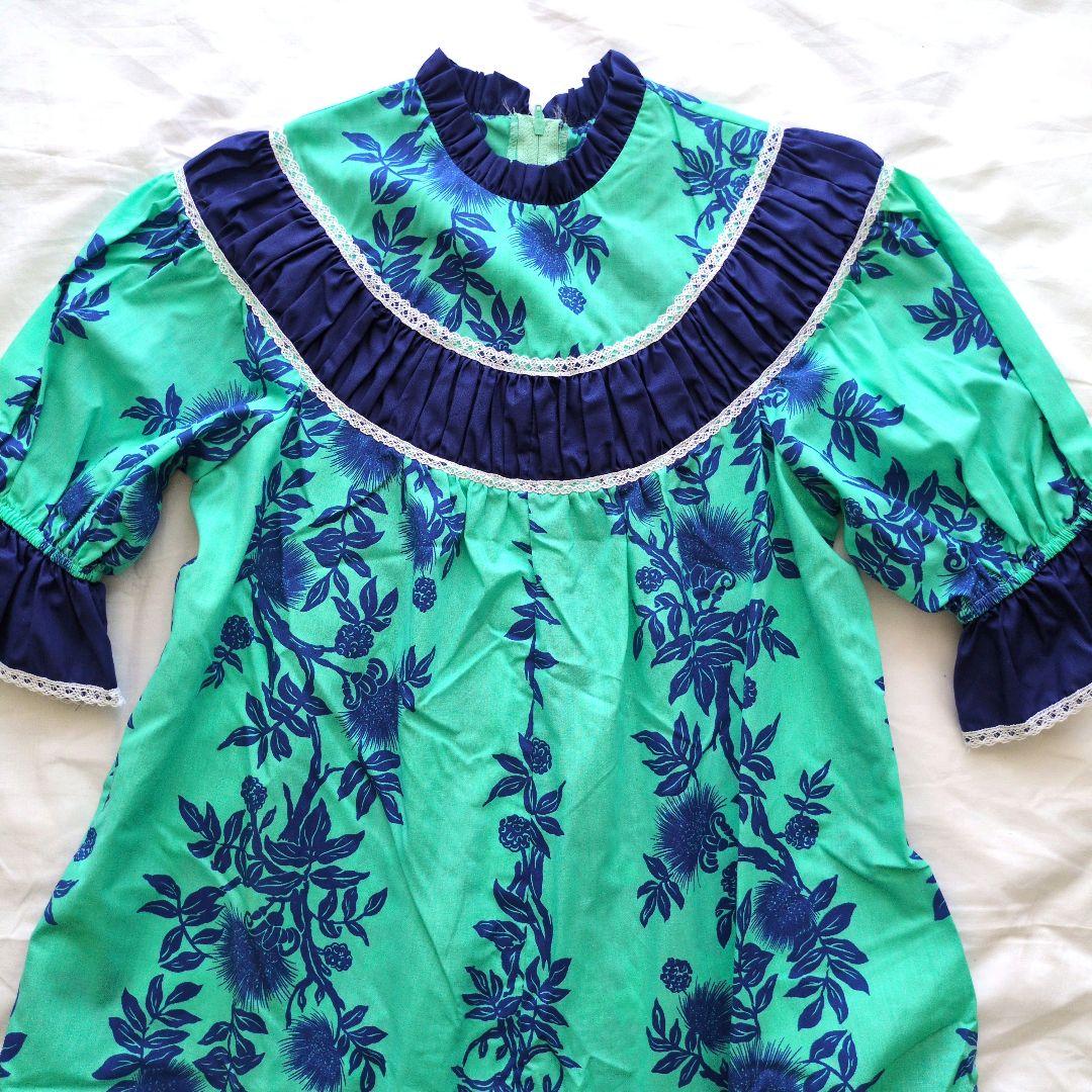 美品 ハワイ製 フラダンス衣装】グリーン T&L MUUMUU FACTORY