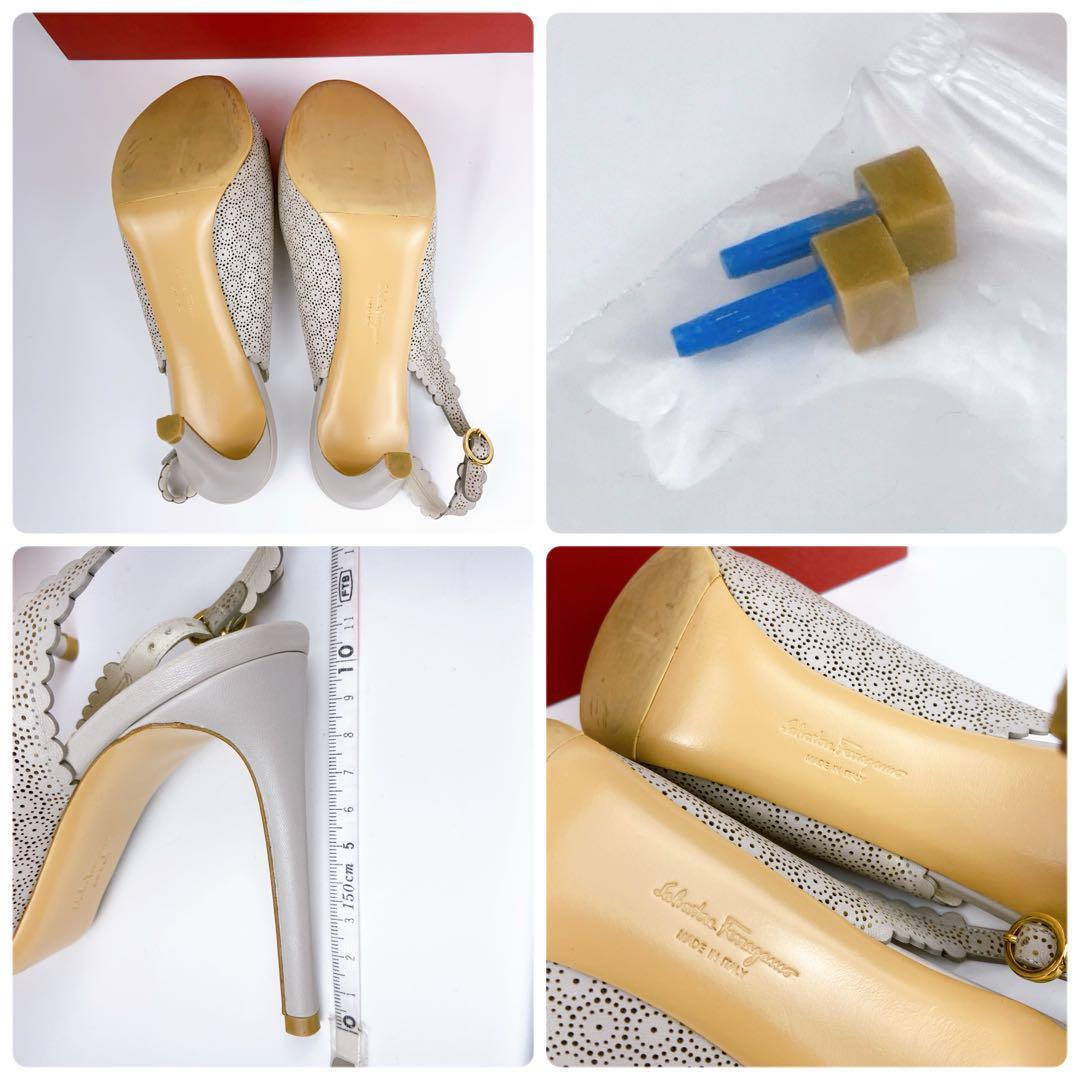 極美品 箱付Ferragamo カットワーク ピンヒール ヴァラ バックベルト