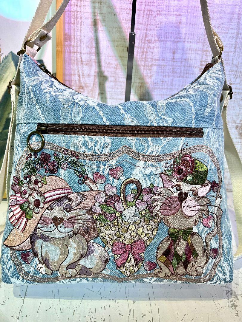 ロラライハリス♡ベビーブルーWデニム♡刺繍の3wayバッグ
