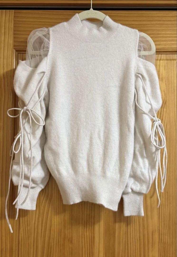 美品 スナイデルアイボリー オフショルダー ニット セーター snidel