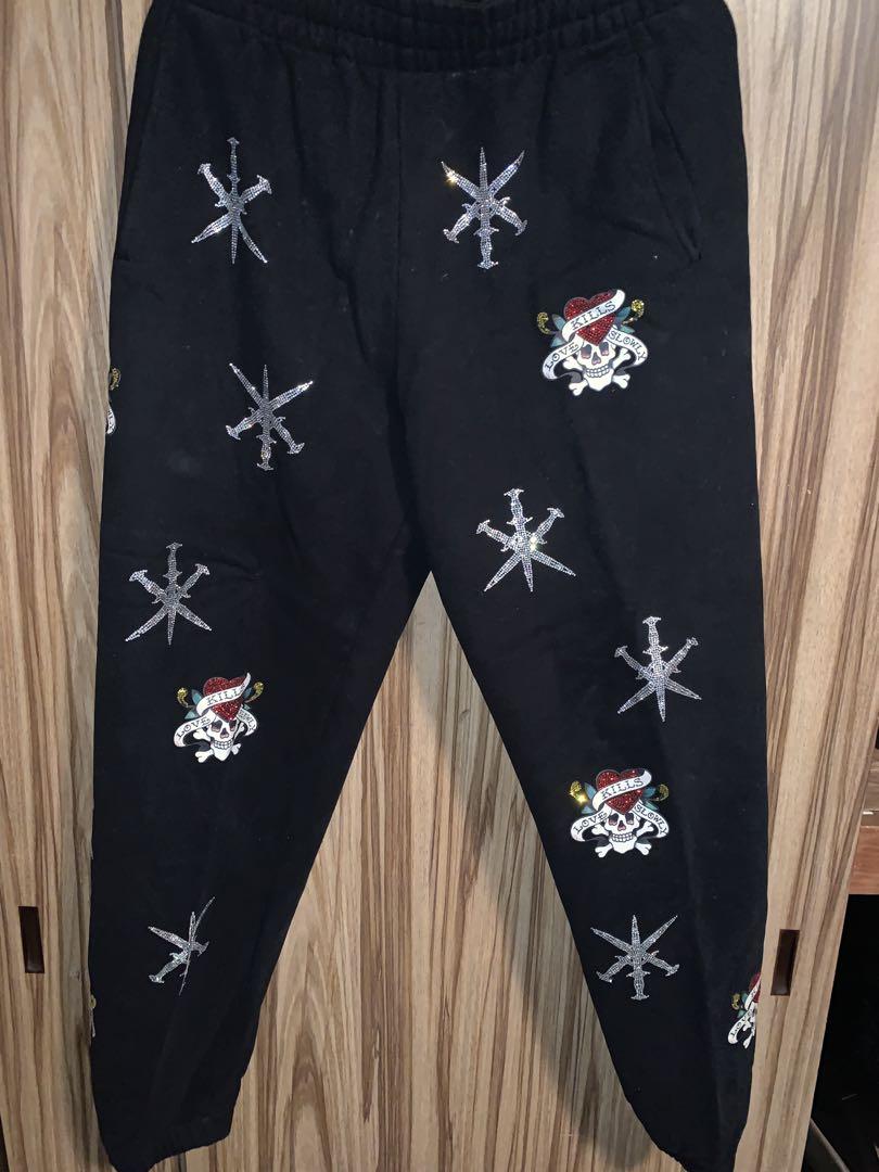 UNKNOWN 刺繍入り ジョガーパンツ L 黒