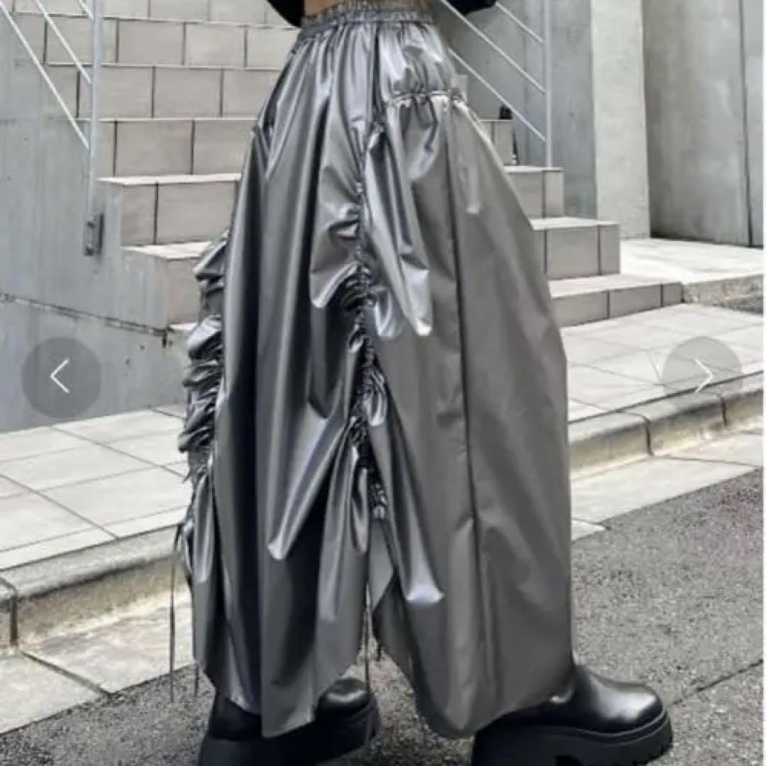 メタリックドロストギャザースカート