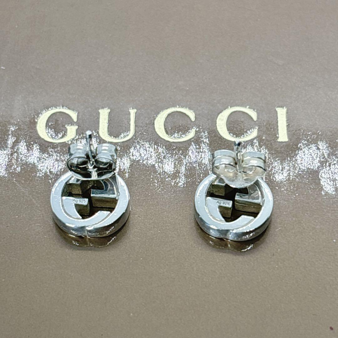 【美品】 GUCCI グッチ シルバー インターロッキングG ピアス