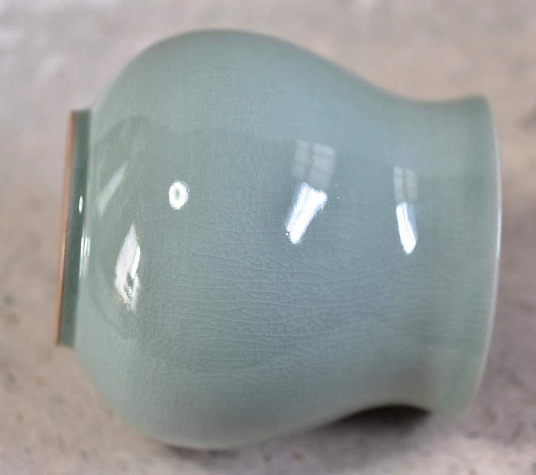 人間文化財海剛作　青磁水指　【極上品】お茶道具/共箱