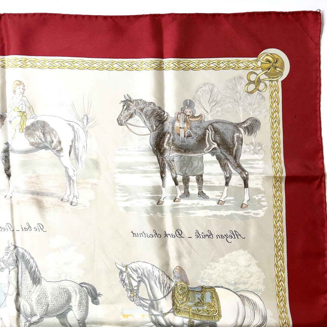 エルメス　シルク　カレ90 スカーフ　レッド　LES ROBES