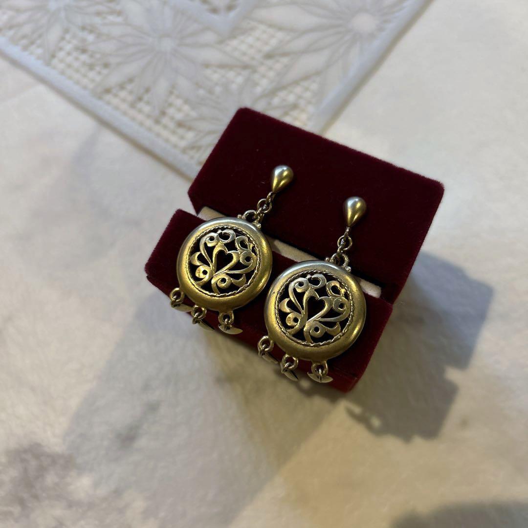 vintage ビンテージ 透かし彫り マットゴールド ピアス