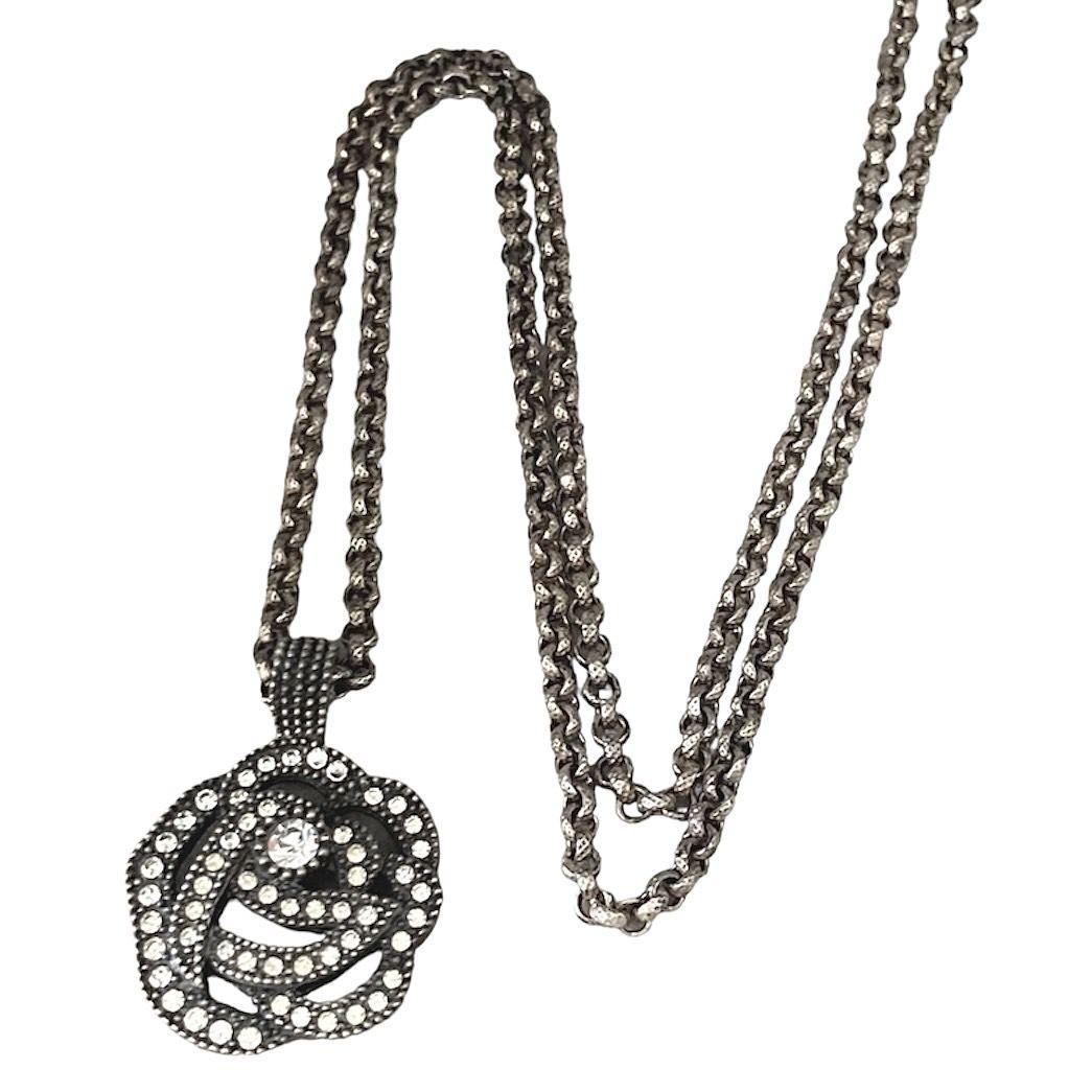【良品】Dior フラワーモチーフラインストーンネックレス Christian Dior ディオール フラワー ラインストーン ネックレス