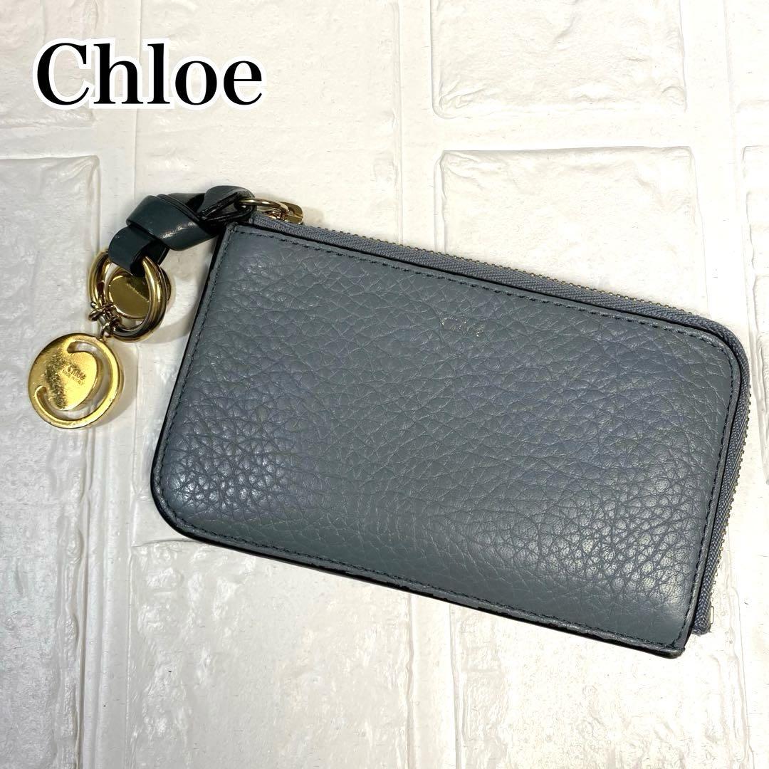 Chloe クロエ　フラグメントケース　クラウディブルー　ロゴ　レザー