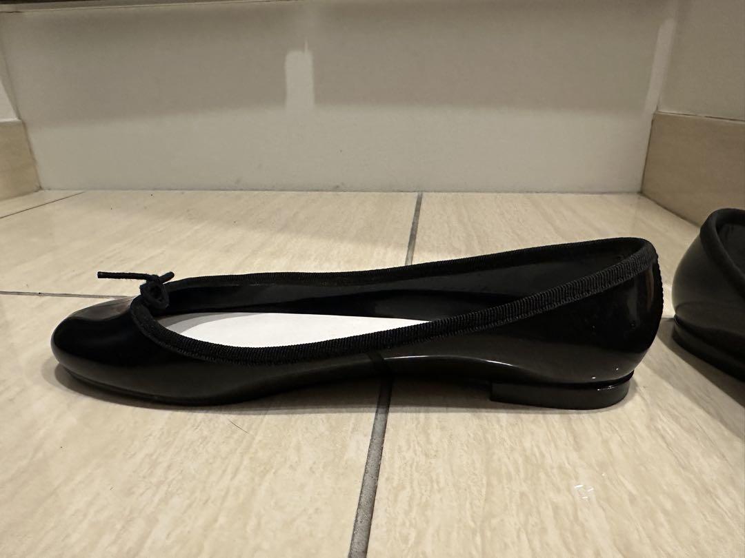 repetto 黒 ラバーフラットシューズ