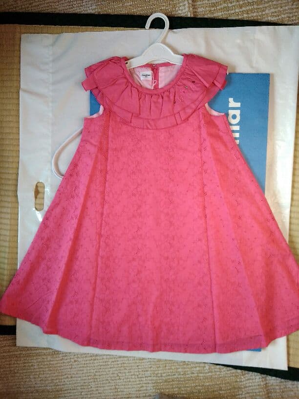 半額!! 130cm 日本製 familiar 女児ピンク刺繍ドレス ファミリア ワンピース