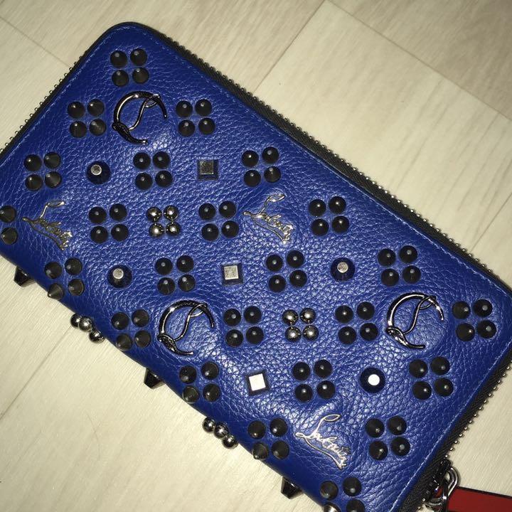 クリスチャン ルブタン スタッズ 財布 青 Louboutin ウォレット
