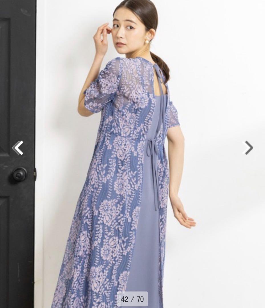 ドレス 「ゼクシィ9月号掲載」「kaene」配色レースエプロンワンピース レディース