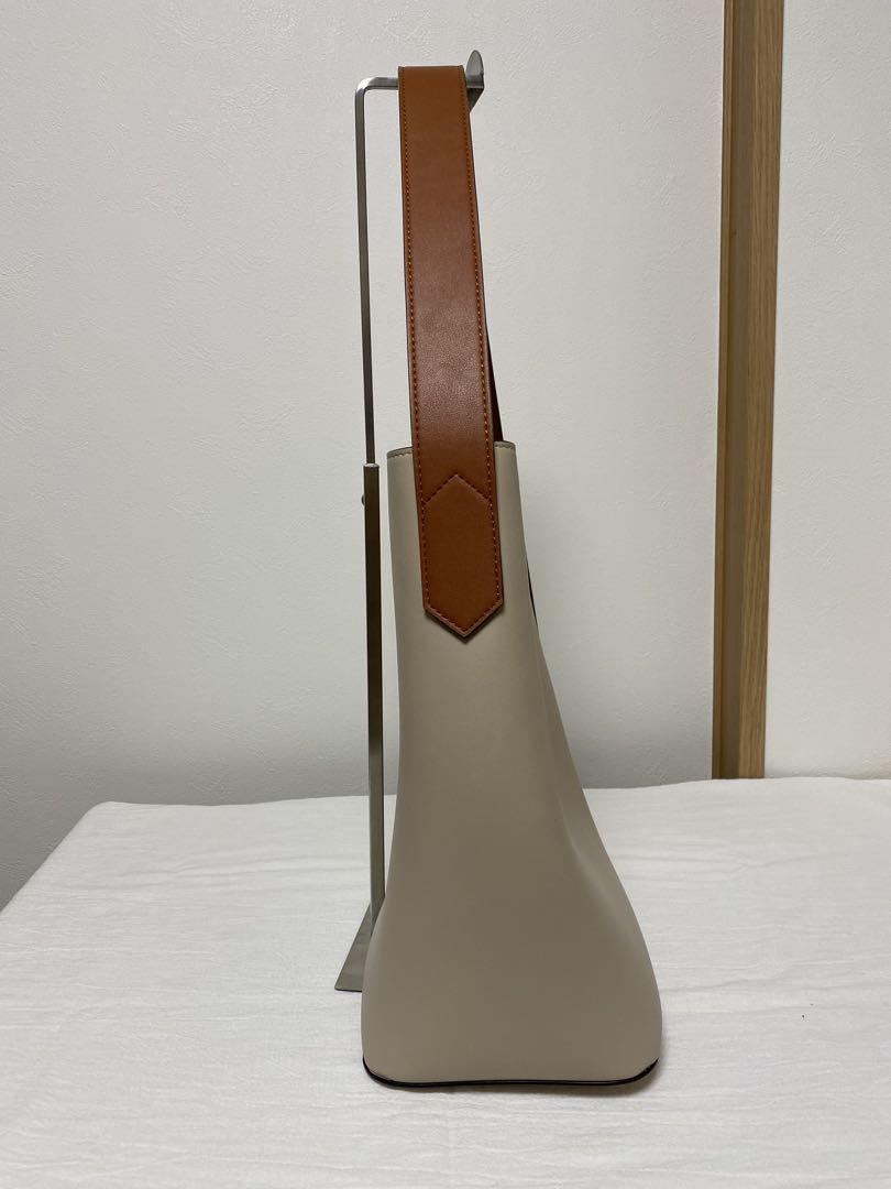 美品 ミラオーウェン バケットバッグ アイボリー レザー 大容量