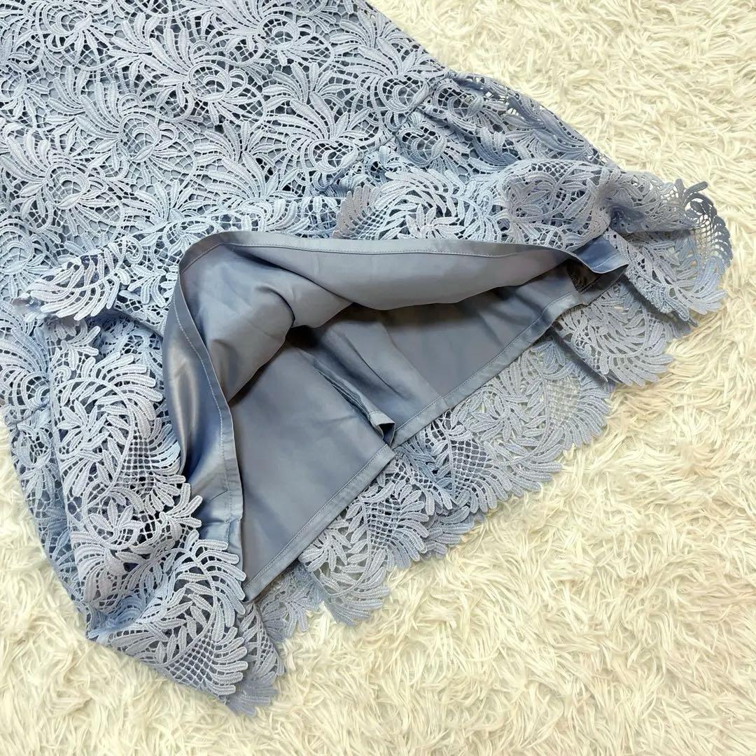 美品♡セルフォード リーフレース ワンピース サックス CELFORDブルー S