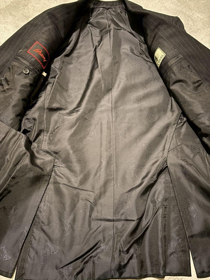 極上美品】Brioniブリオーニ ストライプスーツ ブラック 46 Sサイズ