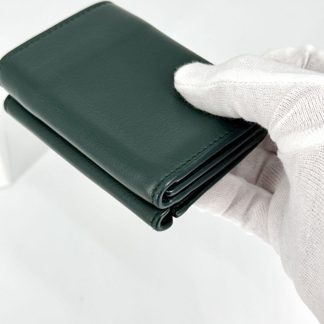 美品 バレンシアガ ペーパー ミニ ウォレット 三つ折り 財布 グリーン 折り