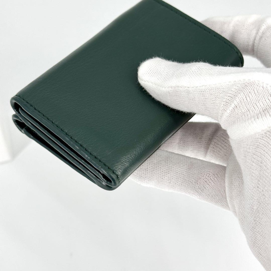 美品 バレンシアガ ペーパー ミニ ウォレット 三つ折り 財布 グリーン 折り