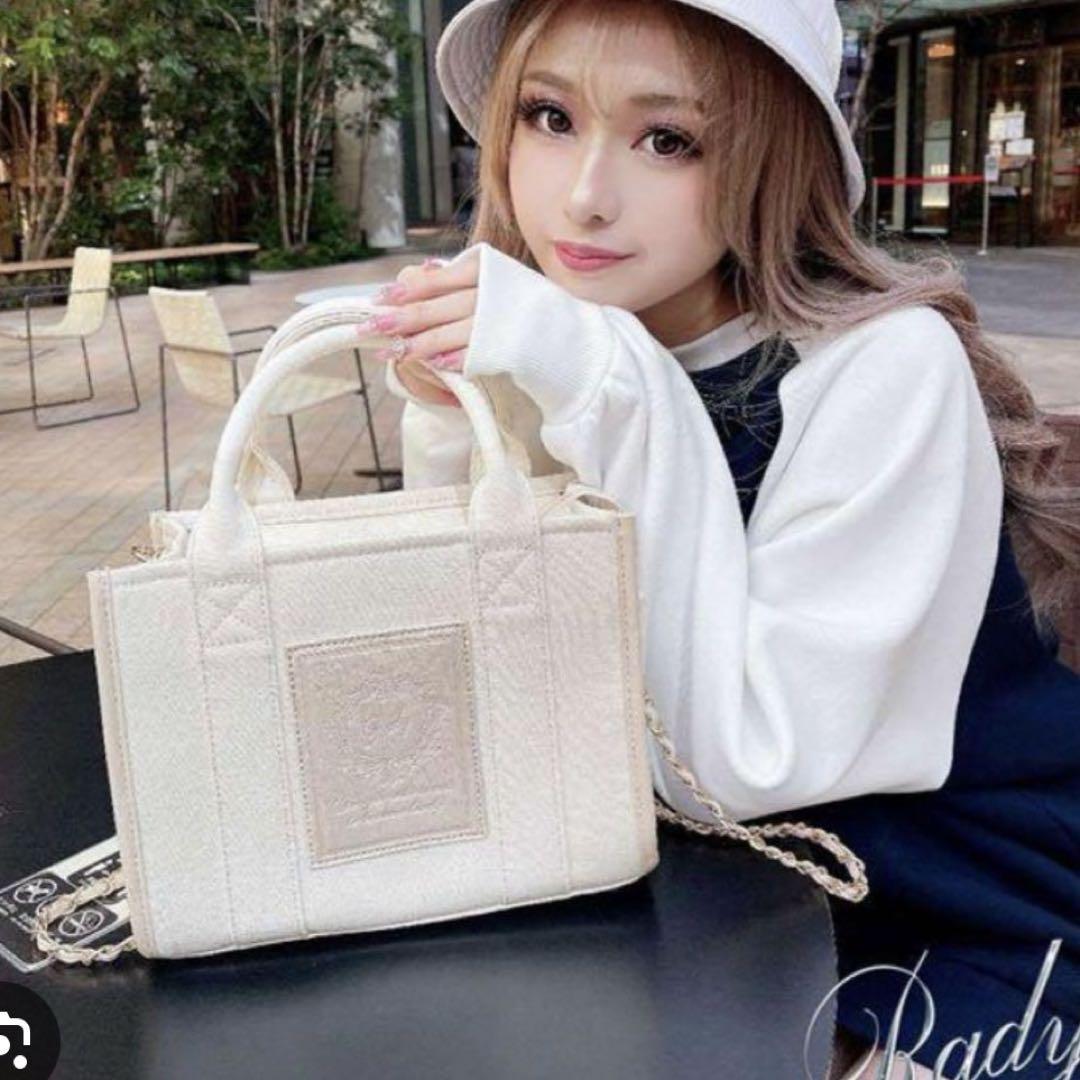 日本全国送料無料商品 特集 Rady チェーンショルダーキャンバストートバッグ ホワイト バッグ