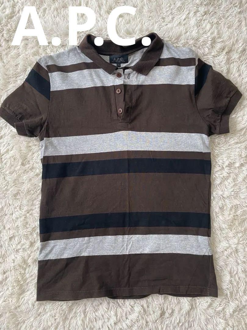 A.P.C ポロシャツ　メンズ　レディース　半袖　トップス　ボーダー　ブラウン