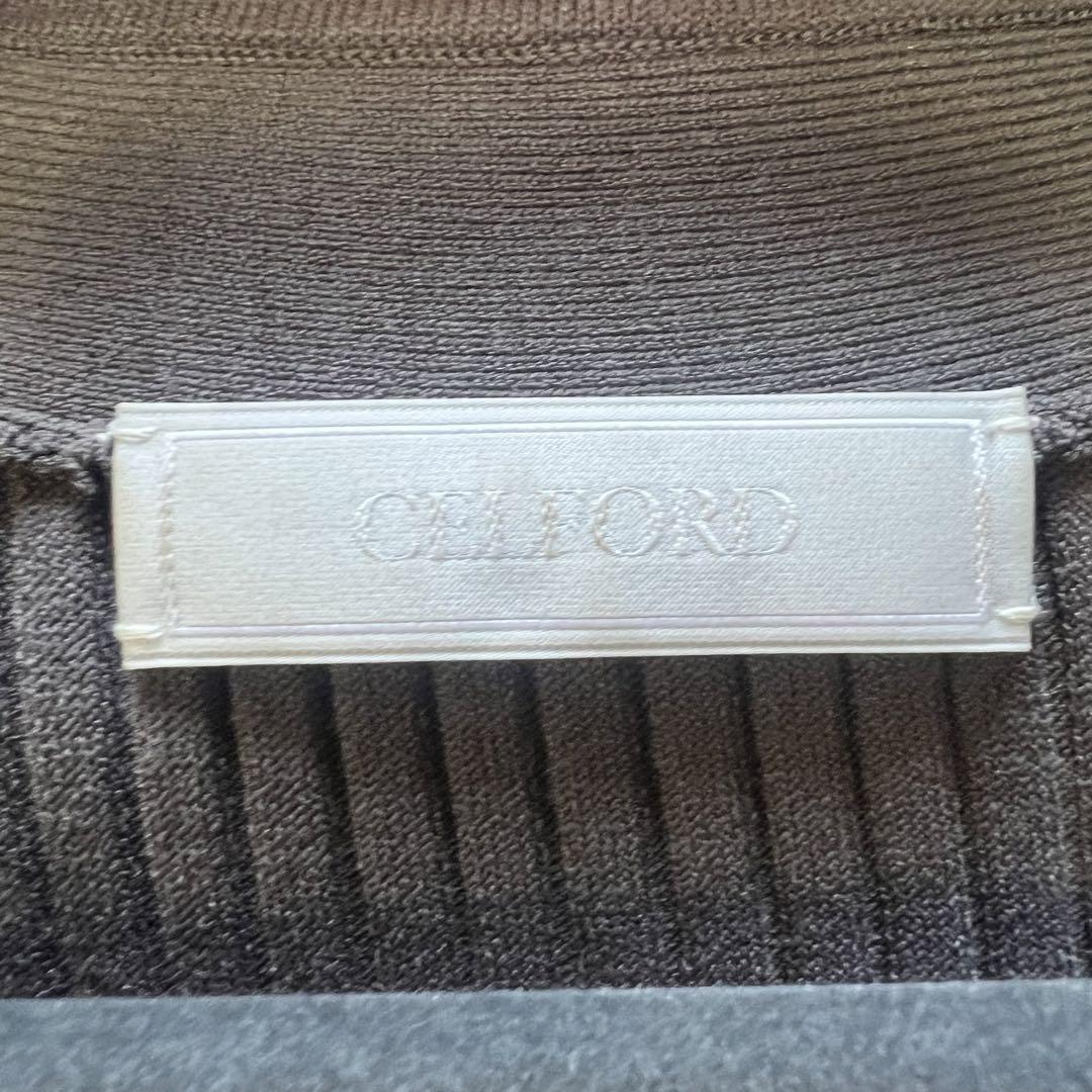 【良品】CELFORD ニットロングワンピース グレー 襟 フレア 36