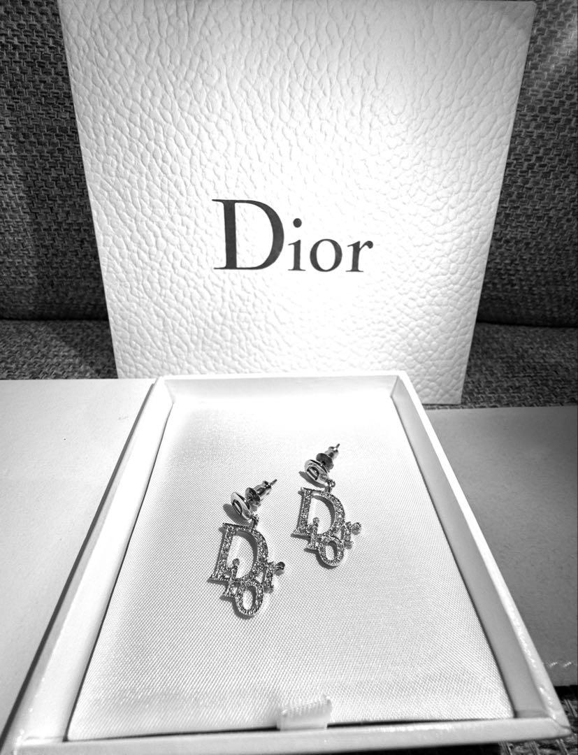 正規品　美品　希少　Christian Dior ロゴ　ラインストーン　ピアス