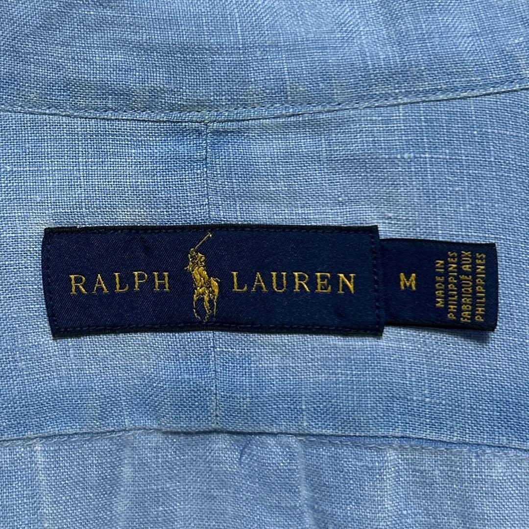 RALPH LAUREN☆ボタンダウンシャツ 刺繡ロゴ ライトブルー M