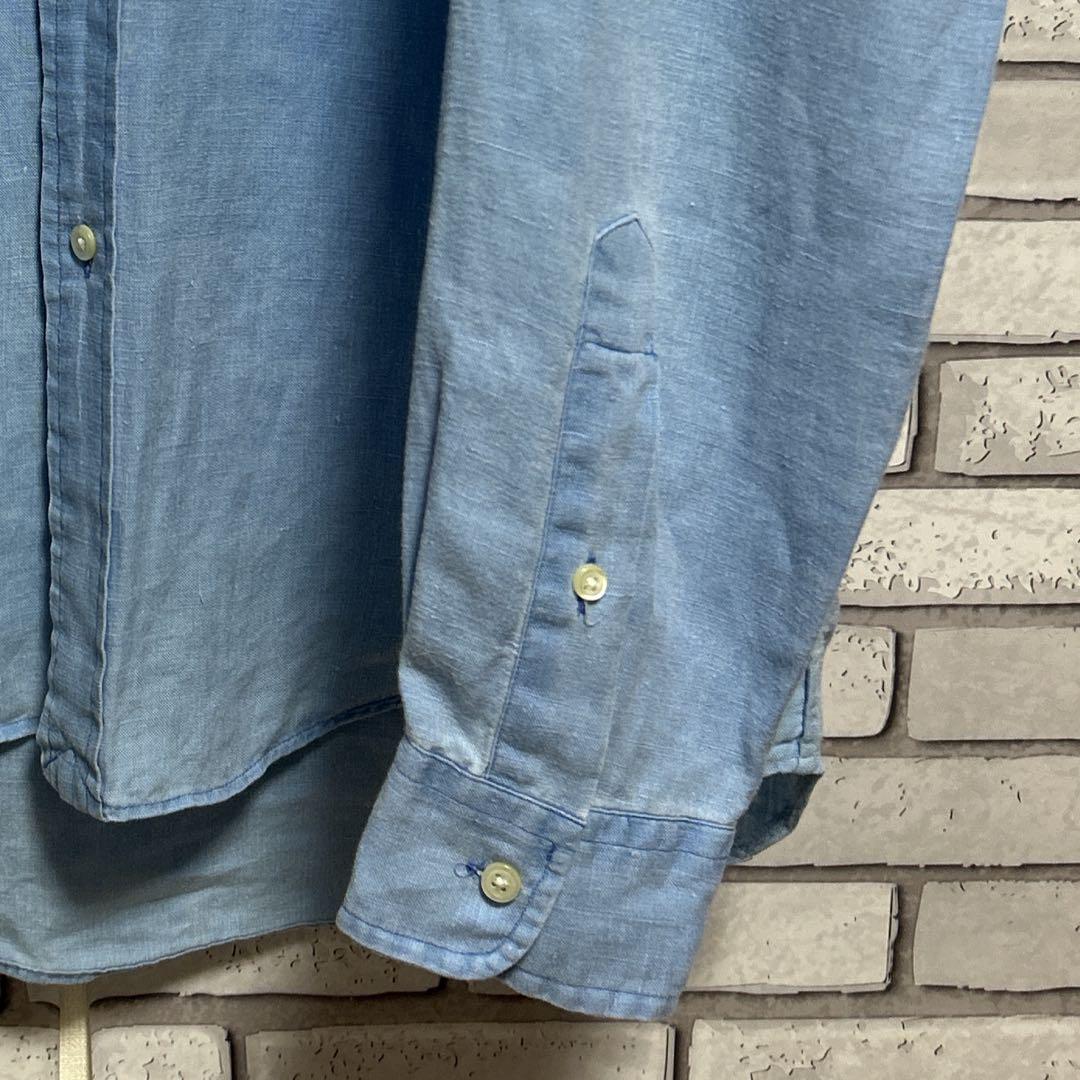 RALPH LAUREN☆ボタンダウンシャツ 刺繡ロゴ ライトブルー M