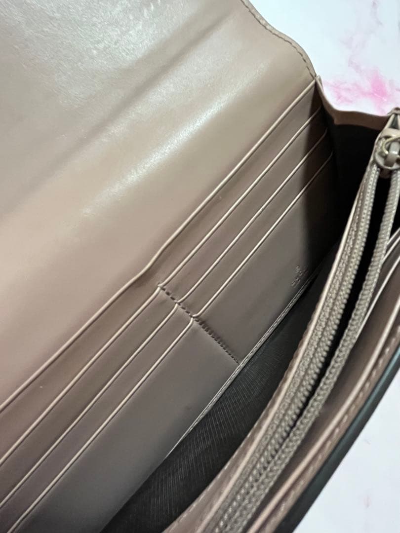 GUCCI グッチ 長財布 シマ レザー GG柄 リボン ピンクベージュ GUCCI グッチ 長財布 シマ レザー GG柄 リボン ピンクベージュ