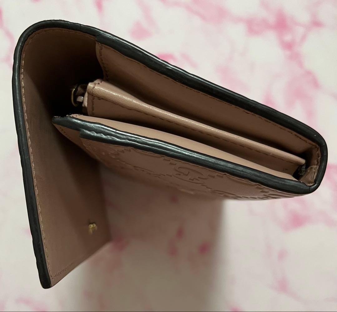 GUCCI グッチ 長財布 シマ レザー GG柄 リボン ピンクベージュ GUCCI グッチ 長財布 シマ レザー GG柄 リボン ピンクベージュ