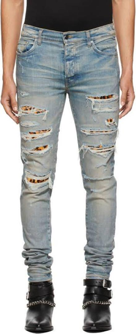 AMIRI アミリ 美品 レオパード スラッシャー デニム 30 インディゴ