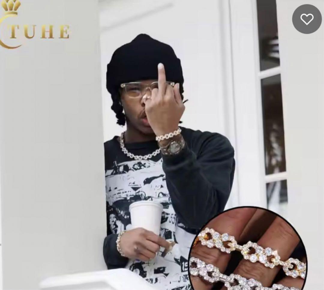 Lil Durk愛用　洗練された男のグリッターチェーンネックレス　ブリンブリン