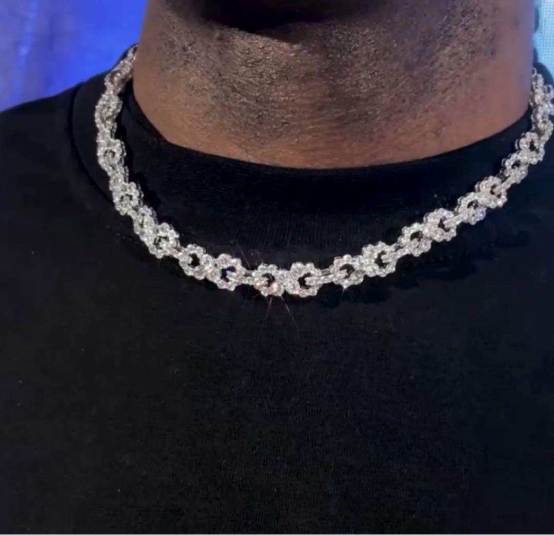 Lil Durk愛用　洗練された男のグリッターチェーンネックレス　ブリンブリン