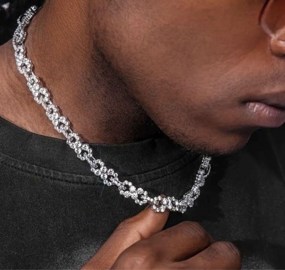 Lil Durk愛用　洗練された男のグリッターチェーンネックレス　ブリンブリン