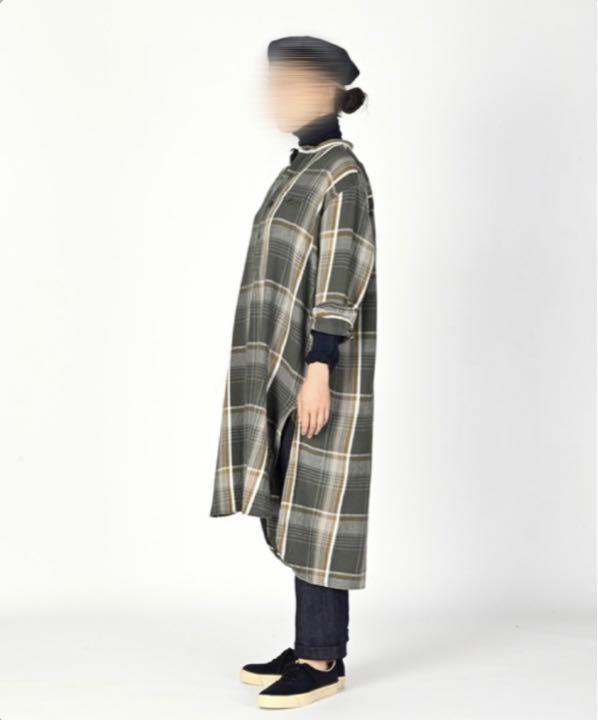 未着】45R/手紡ぎ綿のロングシャツワンピース