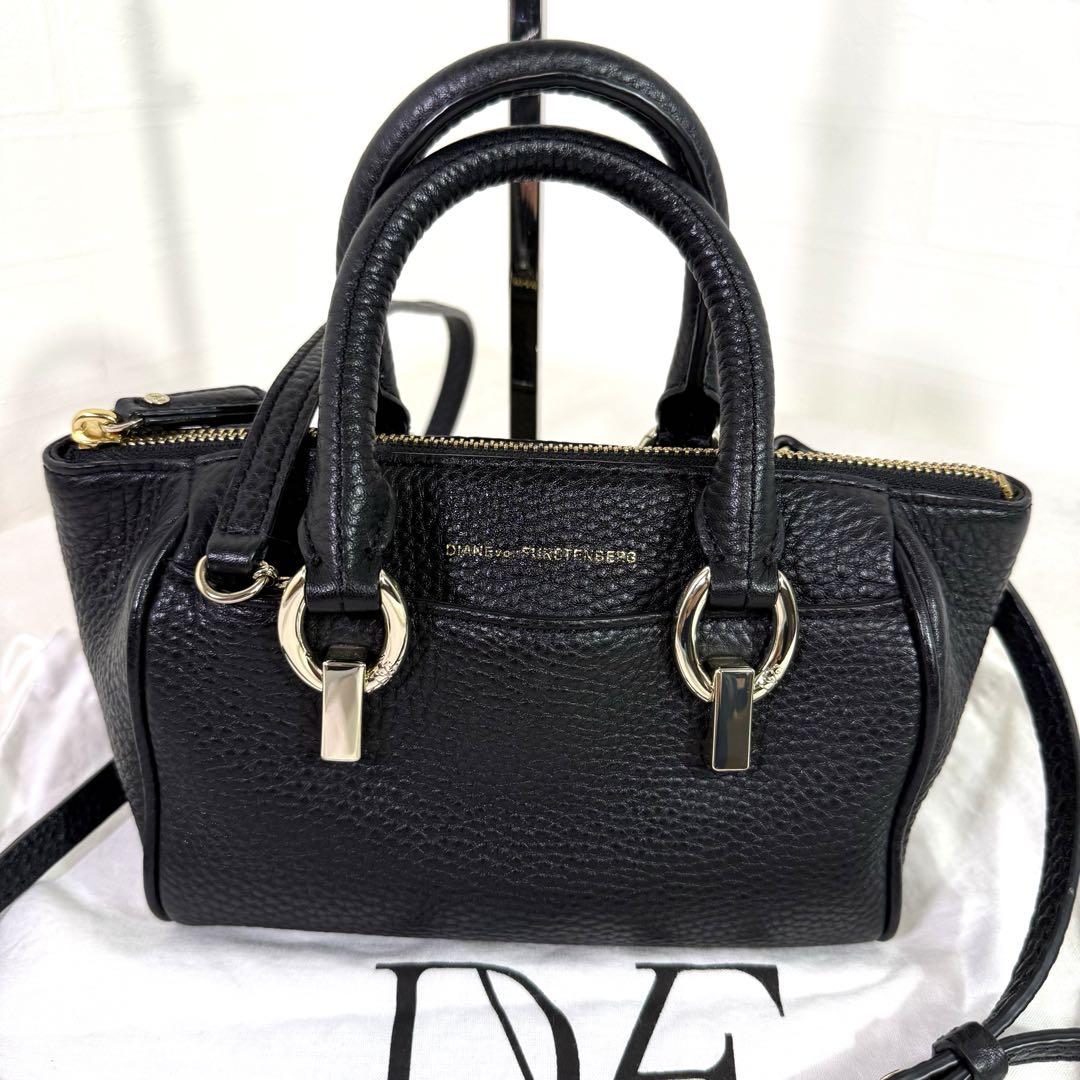 美品　ダイアンフォンファステンバーグ ハンドバッグ　黒　レザー　2way