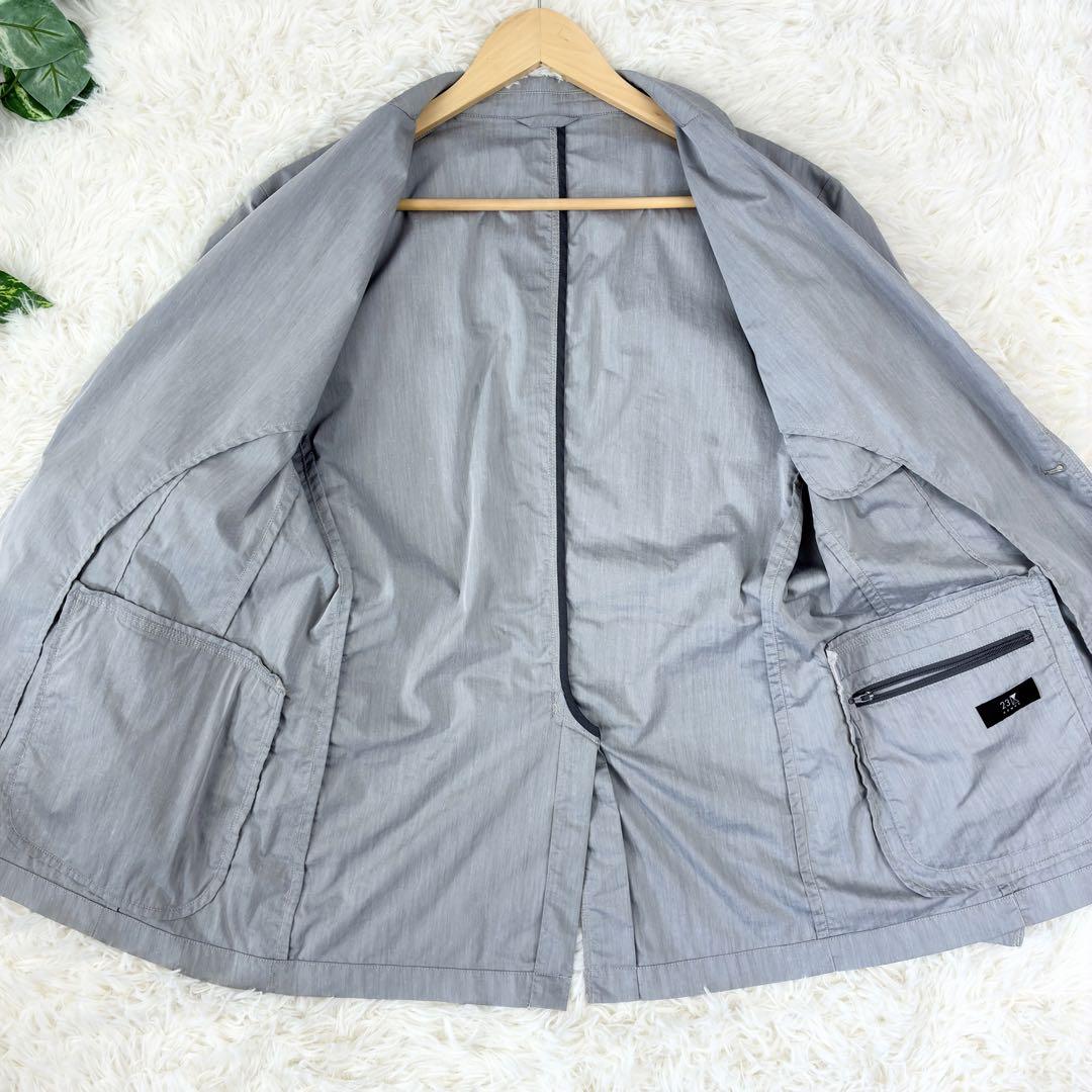 美品　23区オム　アンコンジャケット　ウォッシャブル　ストレッチ　2B　L　灰