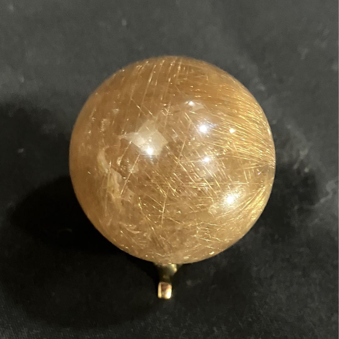 値下げ❗️30mm 70g ゴールドルチルクォーツ　スフィア　金針水晶
