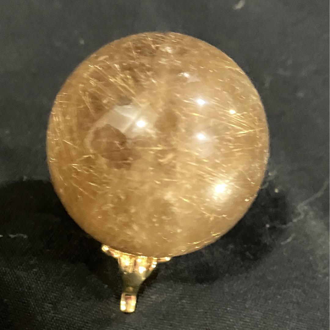 値下げ❗️30mm 70g ゴールドルチルクォーツ　スフィア　金針水晶