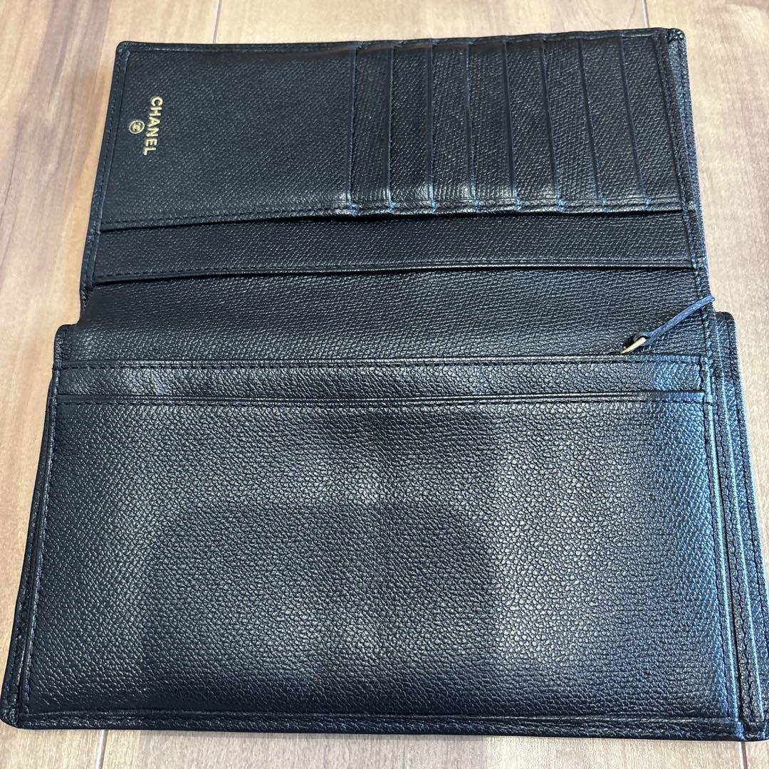 CHANEL シャネルココ ココボタン カーフスキン ブラック 長財布