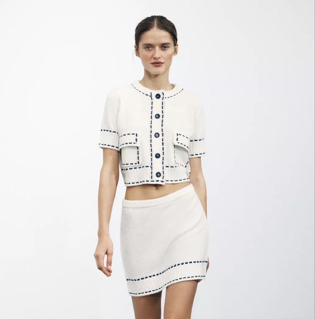 zara ステッチニットジャケット