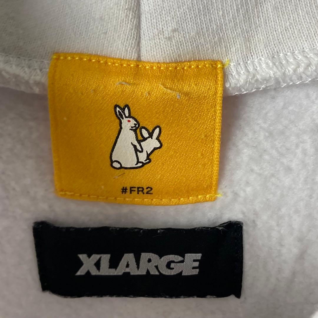 429 FR2 × XLARGE パーカー プルオーバー うさぎ プリント 白 429 FR2 × XLARGE パーカー プルオーバー うさぎ プリント 白
