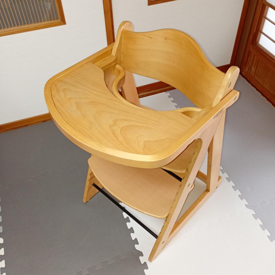 KATOJI カトージ トレイ付きハイチェア 木製 テーブル部分折り畳み可能