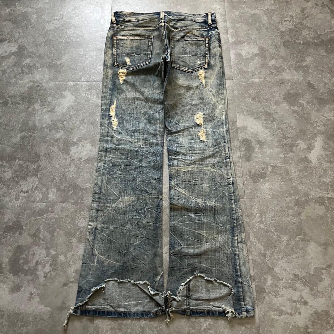 semantic design crushed flare denim Y2K