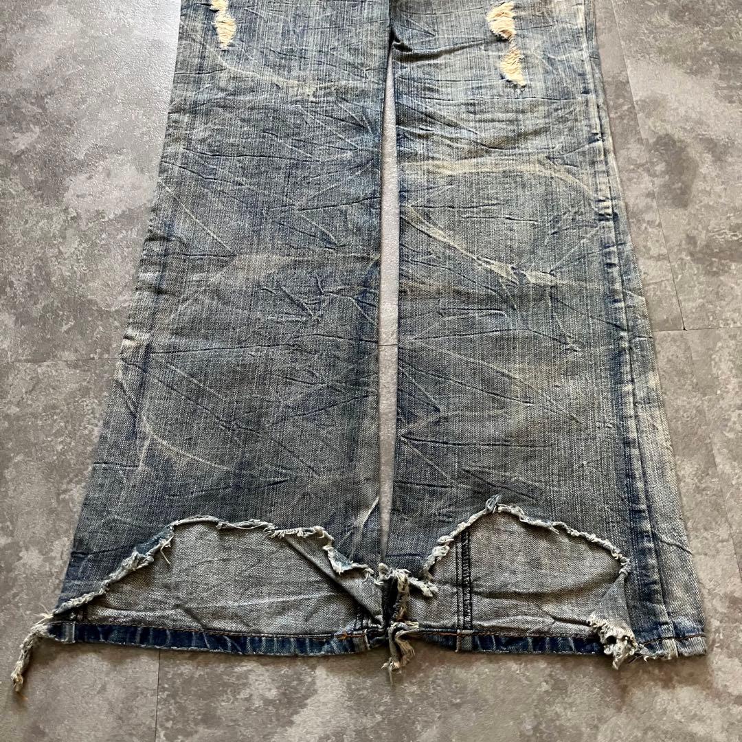 semantic design crushed flare denim Y2K