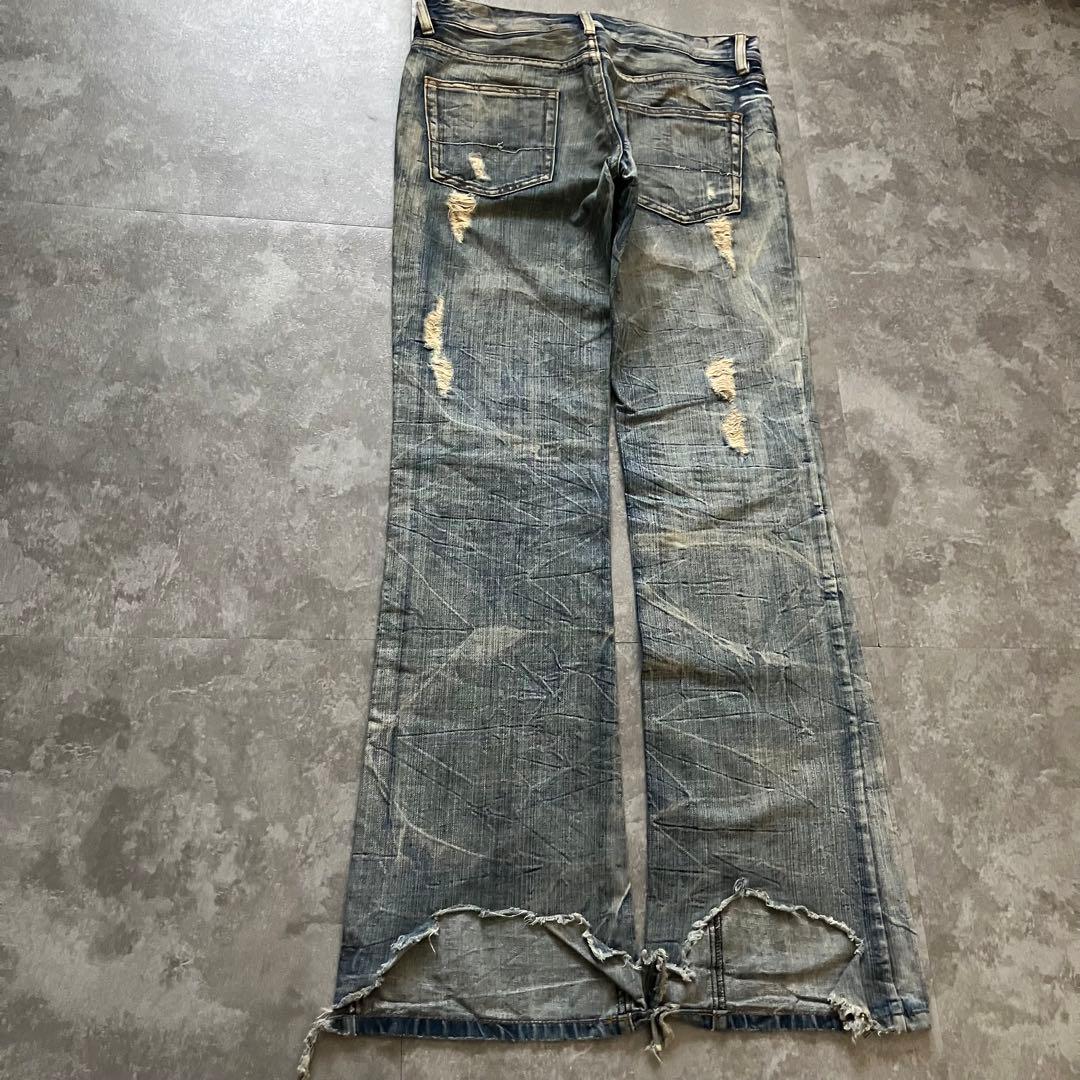 semantic design crushed flare denim Y2K