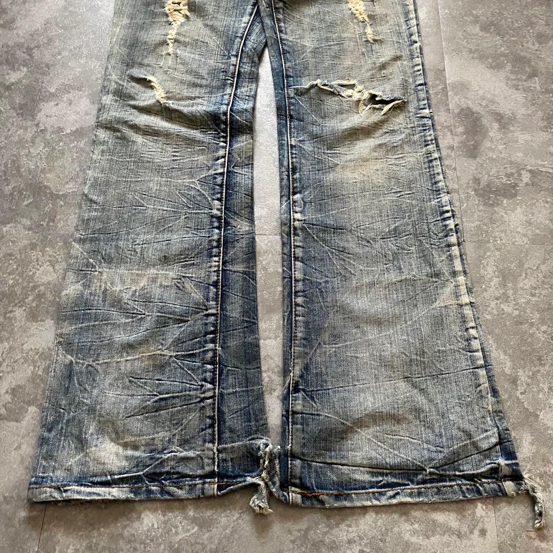 semantic design crushed flare denim Y2K