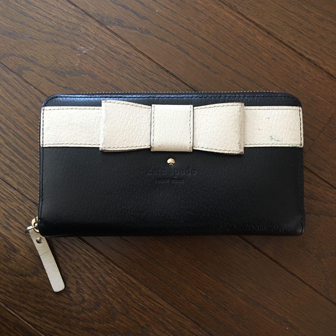 新品未使用】kate spade ブラック 長財布 リボン付き
