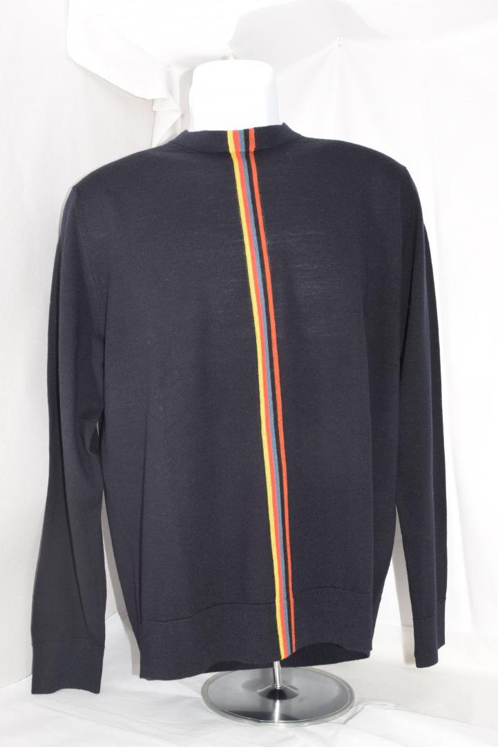 新品☆Paul Smith マルチストライプ クルーネック ニット☆黒☆L