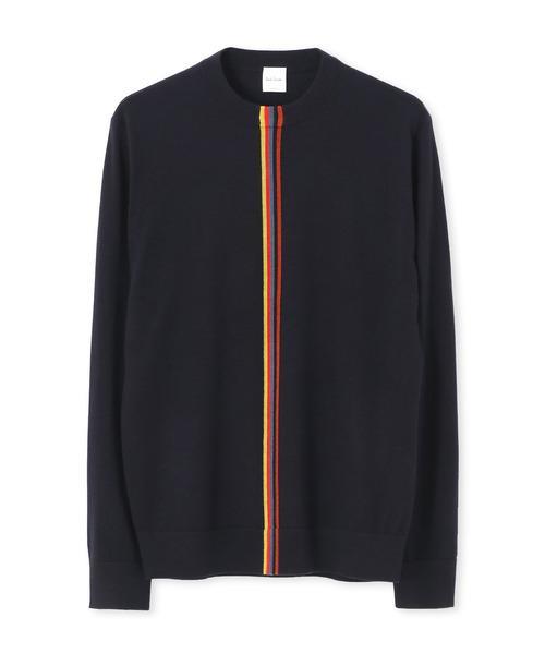 新品☆Paul Smith マルチストライプ クルーネック ニット☆黒☆L